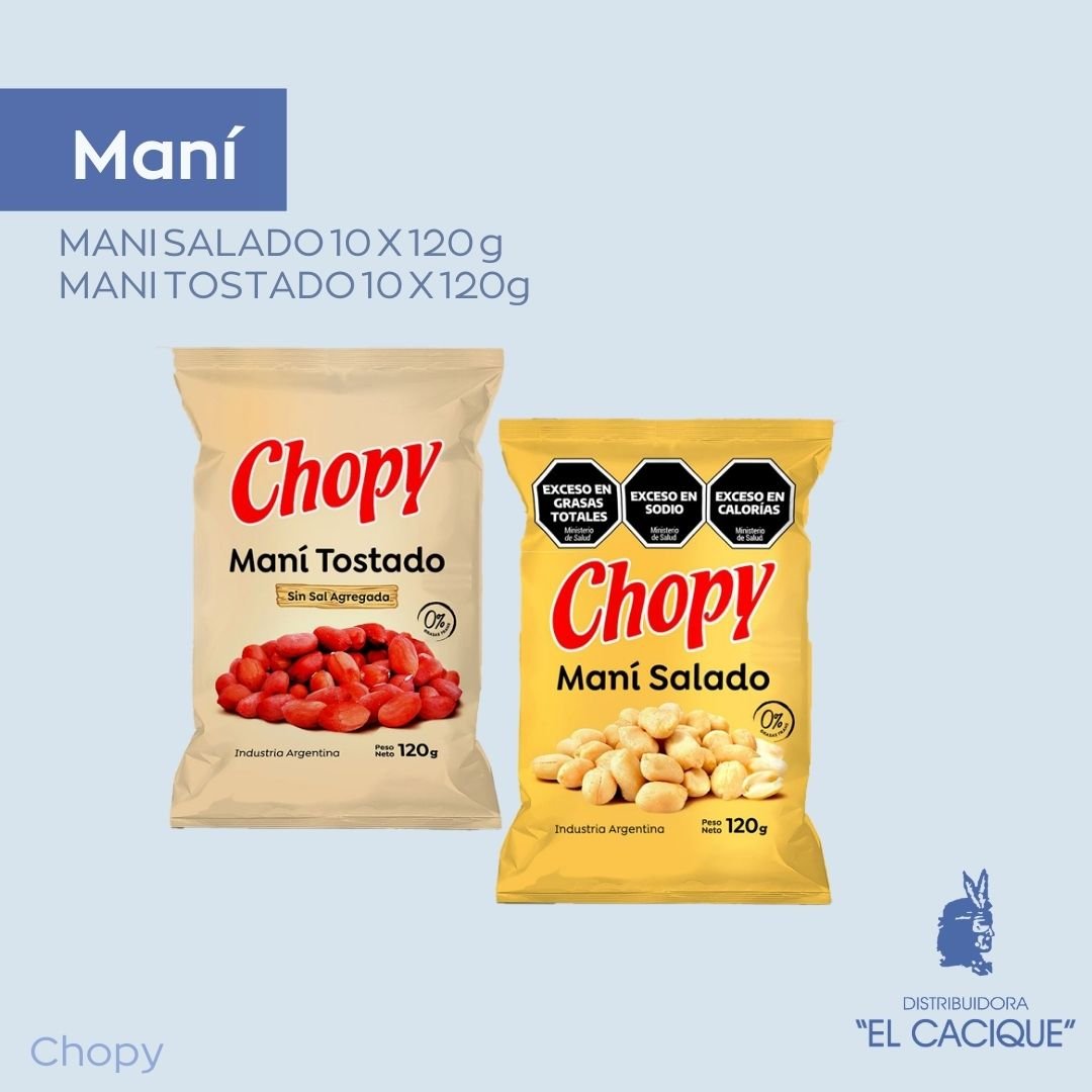 MANI SALADO 10 X 120 GRS. CHOPY